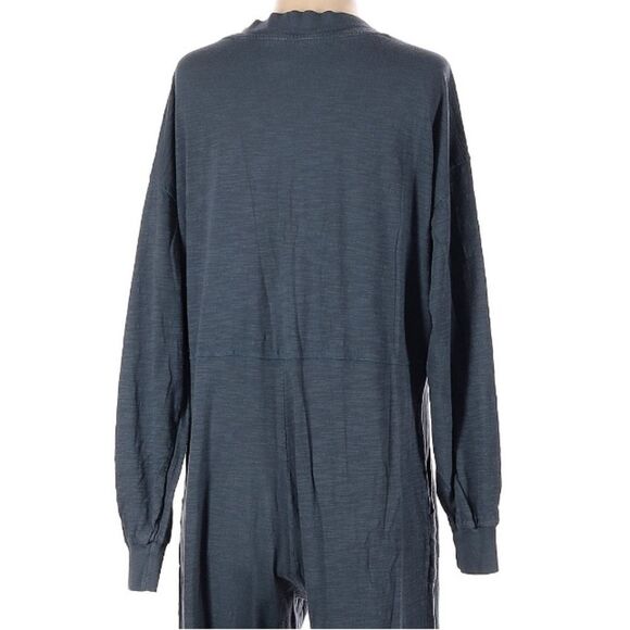 Natural Life Johnny Oversized 100% Cotton Muted Coastal Blue Relaxed Jumpsuit XS - Picture 5 of 9